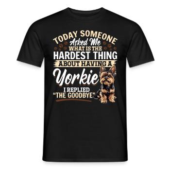 Yorkshire Terrier Propriétaire d’un chien Yorkie - T-shirt homme - noir - Devant - AI Model Male 178 light (178cm)