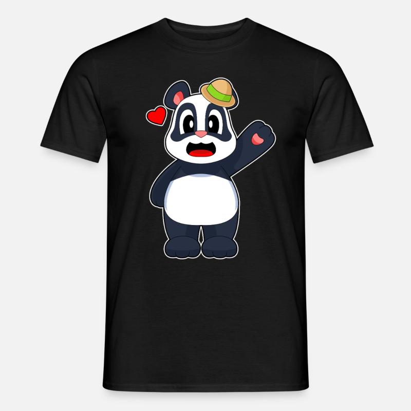 Panda Hut - Männer T-Shirt - Schwarz