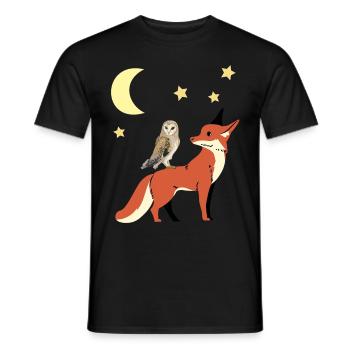 Eule Fuchs Guten Nacht Kinder Kind Baby - Männer T-Shirt - Schwarz - Vorne - AI Model Male 178 light (178cm)