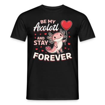 Cute Axolotl Valentine's Day - Men's T-Shirt - black - Front - AI Model Male 178 light (178cm)