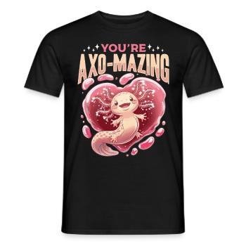 Cute Axolotl Valentine's Day - Men's T-Shirt - black - Front - AI Model Male 178 light (178cm)