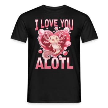 Cute Axolotl Valentine's Day - Men's T-Shirt - black - Front - AI Model Male 178 light (178cm)