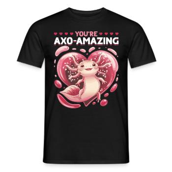 Cute Axolotl Valentine's Day - Men's T-Shirt - black - Front - AI Model Male 178 light (178cm)