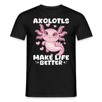 Cute Axolotl Axolotls Make Life Better - Men's T-Shirt - black - Front - AI Model Male 178 light (178cm)