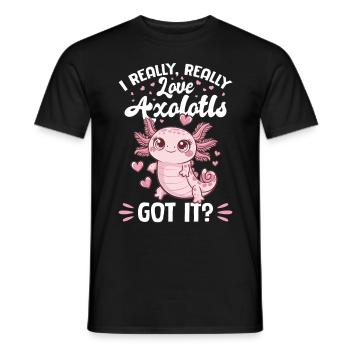 Axolotl J’adore vraiment, vraiment les axolotls, compris ? - T-shirt homme - noir - Devant - AI Model Male 178 light (178cm)