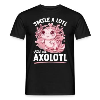 Cute Axolotl Smile a Lotl like an Axolotl - Men's T-Shirt - black - Front - AI Model Male 178 light (178cm)