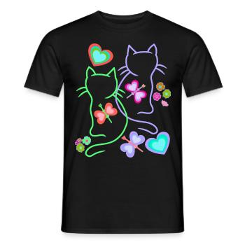 Cats, Cat, Easter, Spring, Retro, 80s, 90s, Child - Men's T-Shirt - black - Front - AI Model Male 178 light (178cm)