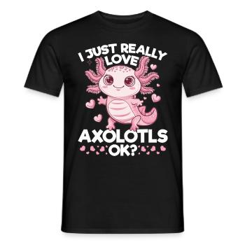 Axolotl mignon J’aime vraiment les axolotls D’accord ? - T-shirt homme - noir - Devant - AI Model Male 178 light (178cm)