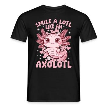 Cute Axolotl Smile a Lotl like an Axolotl - Men's T-Shirt - black - Front - AI Model Male 178 light (178cm)