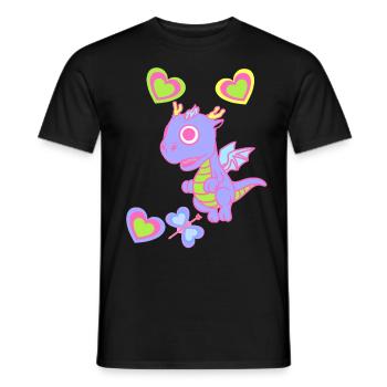Baby Drache Drachen Kinder Kind Retro 80er 90er - Männer T-Shirt - Schwarz - Vorne - AI Model Male 178 light (178cm)