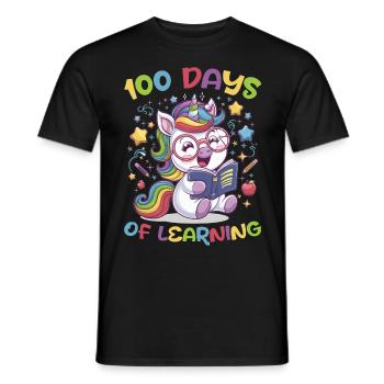 Cute Unicorn Rainbow 100 Days of School - Männer T-Shirt - Schwarz - Vorne - AI Model Male 178 light (178cm)