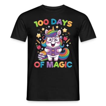 Cute Unicorn Rainbow 100 Days of School - Männer T-Shirt - Schwarz - Vorne - AI Model Male 178 light (178cm)