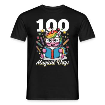 Cute Unicorn Rainbow 100 Days of School - Männer T-Shirt - Schwarz - Vorne - AI Model Male 178 light (178cm)