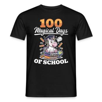 Cute Unicorn Rainbow 100 Days of School - Männer T-Shirt - Schwarz - Vorne - AI Model Male 178 light (178cm)