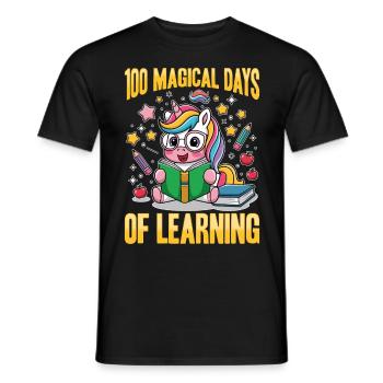 Cute Unicorn Rainbow 100 Days of School - Männer T-Shirt - Schwarz - Vorne - AI Model Male 178 light (178cm)