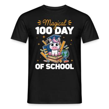 Cute Unicorn Rainbow 100 Days of School - Männer T-Shirt - Schwarz - Vorne - AI Model Male 178 light (178cm)