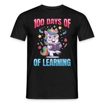 Cute Unicorn Rainbow 100 Days of School - Männer T-Shirt - Schwarz - Vorne - AI Model Male 178 light (178cm)