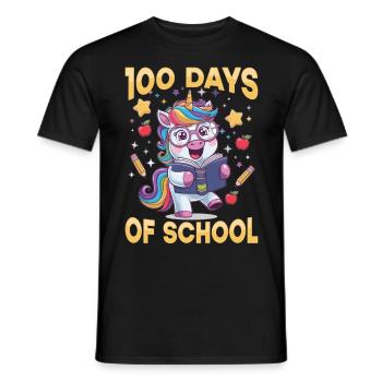 Cute Unicorn Rainbow 100 Days of School - Männer T-Shirt - Schwarz - Vorne - AI Model Male 178 light (178cm)