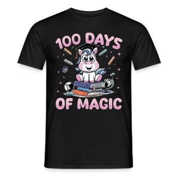 Cute Unicorn Rainbow 100 Days of School - Männer T-Shirt - Schwarz - Vorne - AI Model Male 178 light (178cm)