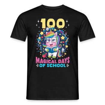 Cute Unicorn Rainbow 100 Days of School - Männer T-Shirt - Schwarz - Vorne - AI Model Male 178 light (178cm)
