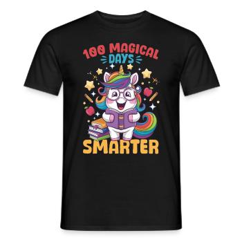 Cute Unicorn Rainbow 100 Days of School - Männer T-Shirt - Schwarz - Vorne - AI Model Male 178 light (178cm)