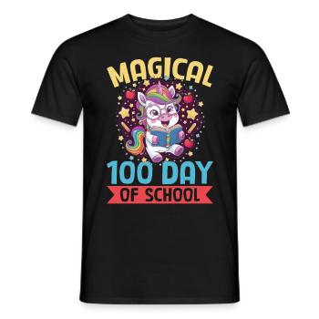 Cute Unicorn Rainbow 100 Days of School - Männer T-Shirt - Schwarz - Vorne - AI Model Male 178 light (178cm)