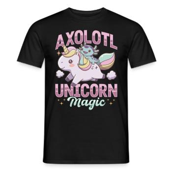 Cute Axolotl Unicorn Axolotl Unicorn Magic - Männer T-Shirt - Schwarz - Vorne - AI Model Male 178 light (178cm)
