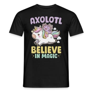 Mignon Axolotl Licorne Axolotl Croire en la magie - T-shirt homme - noir - Devant - AI Model Male 178 light (178cm)