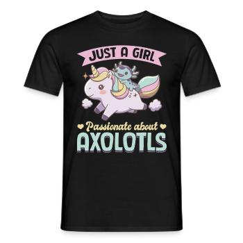 Axolotl Unicorn Just a Girl Passionate About - Men's T-Shirt - black - Front - AI Model Male 178 light (178cm)