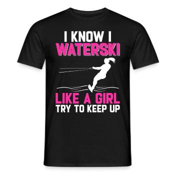 Ski nautique pour femmes filles skieuses nautiques - T-shirt homme - noir - Devant - AI Model Male 178 light (178cm)