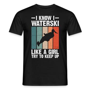 Ski nautique pour femmes filles skieuses nautiques - T-shirt homme - noir - Devant - AI Model Male 178 light (178cm)