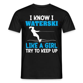 Ski nautique pour femmes filles skieuses nautiques - T-shirt homme - noir - Devant - AI Model Male 178 light (178cm)