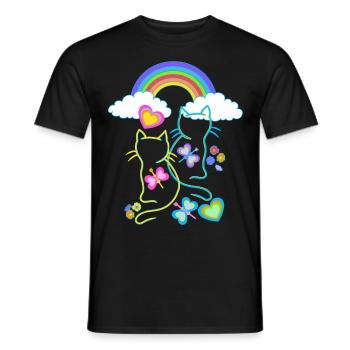 Rainbow Spring Summer Cats Cat Kids - Men's T-Shirt - black - Front - AI Model Male 178 light (178cm)
