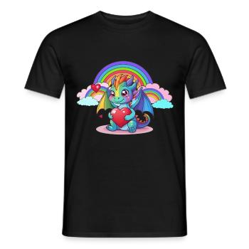 Arc-en-ciel Dragon Dragon Enfants Enfant Bébé - T-shirt homme - noir - Devant - AI Model Male 178 light (178cm)