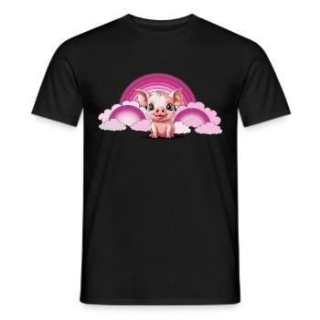 Regenbogen Ferkel Schwein himmlisch Wolken - Männer T-Shirt - Schwarz - Vorne - AI Model Male 178 light (178cm)