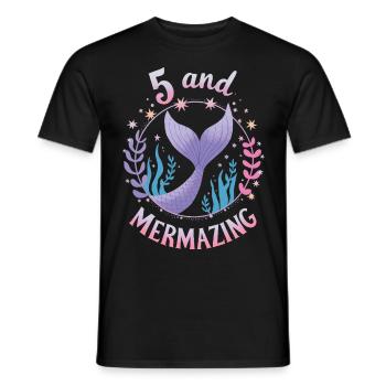 Fille Sirène 5 ans pour l’anniversaire - T-shirt homme - noir - Devant - AI Model Male 178 light (178cm)