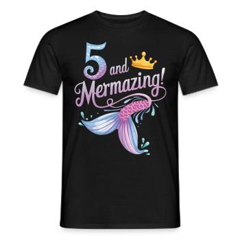 Fille Sirène 5 ans pour l’anniversaire - T-shirt homme - noir - Devant - AI Model Male 178 light (178cm)