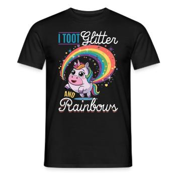Mignons arcs-en-ciel de licorne qui pètent - T-shirt homme - noir - Devant - AI Model Male 178 light (178cm)