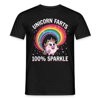 Cute Farting Unicorn Rainbows - Men's T-Shirt - black - Front - AI Model Male 178 light (178cm)