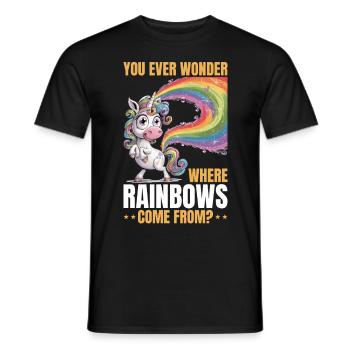 Mignons arcs-en-ciel de licorne qui pètent - T-shirt homme - noir - Devant - AI Model Male 178 light (178cm)