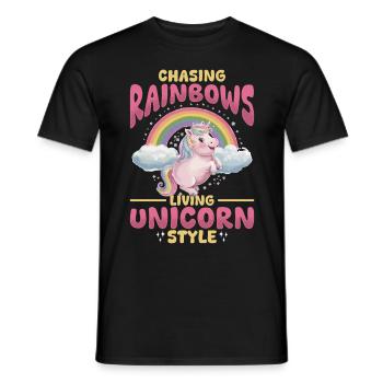 Cute Unicorn Rainbows - Männer T-Shirt - Schwarz - Vorne - AI Model Male 178 light (178cm)