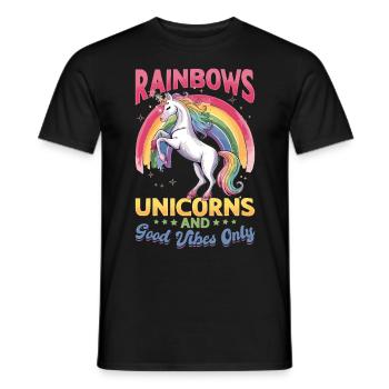 Cute Unicorn Rainbows - Männer T-Shirt - Schwarz - Vorne - AI Model Male 178 light (178cm)