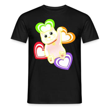 Katze Katzen Herz Herzen - Männer T-Shirt - Schwarz - Vorne - AI Model Male 178 light (178cm)