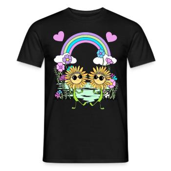 Arc-en-ciel Hippie Tournesols Enfants - T-shirt homme - noir - Devant - AI Model Male 178 light (178cm)