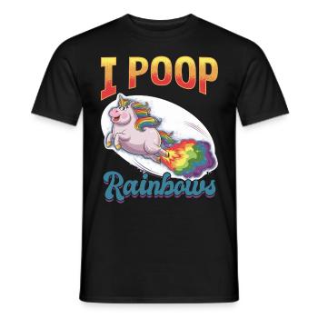 Mignons arcs-en-ciel de licorne qui pètent - T-shirt homme - noir - Devant - AI Model Male 178 light (178cm)