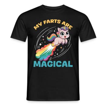 Mignons arcs-en-ciel de licorne qui pètent - T-shirt homme - noir - Devant - AI Model Male 178 light (178cm)