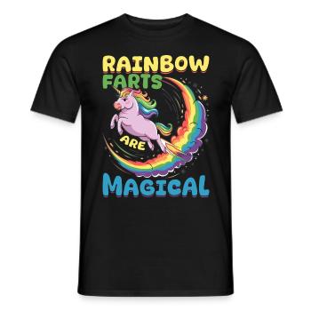 Cute Farting Unicorn Rainbows - Men's T-Shirt - black - Front - AI Model Male 178 light (178cm)