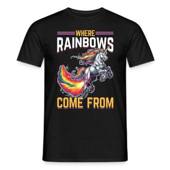 Mignons arcs-en-ciel de licorne qui pètent - T-shirt homme - noir - Devant - AI Model Male 178 light (178cm)