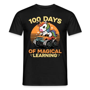 Monster Truck Unicorn 100 Days of School - Männer T-Shirt - Schwarz - Vorne - AI Model Male 178 light (178cm)
