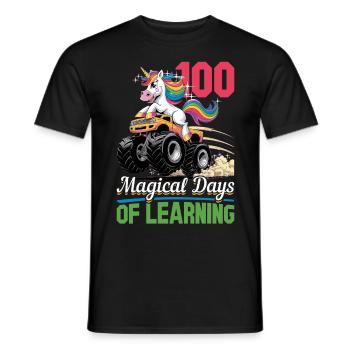 Monster Truck Unicorn 100 Days of School - Männer T-Shirt - Schwarz - Vorne - AI Model Male 178 light (178cm)